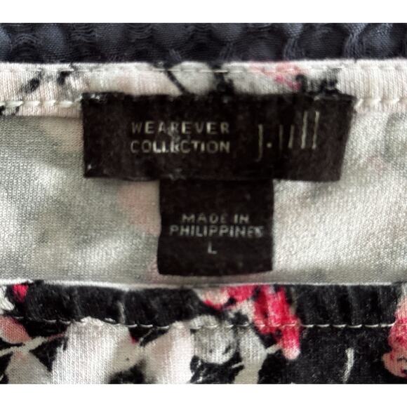 J. Jill Wherever Floral Sleeveless Dress Pink Gray Black Rose Sz L Spring Summer - Picture 4 of 8